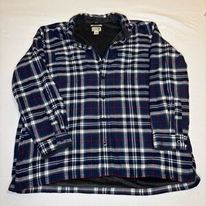 LL Bean Traditional Fit Fleece Lined Flannel‎ Shirt Men 2XL / XXL REG Blue Plaid